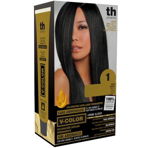 Farba na vlasy V-color č. 1 (čierna)-domáca sada+šampon a maska zdarma TH Pharma