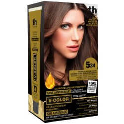 Farba na vlasy V-color č. 5.34 (svetle zlatavo medeno hneda)-domáca sada+šampon a maska zdarma