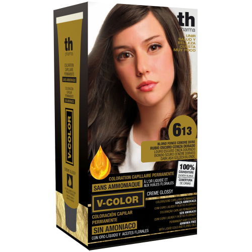 Farba na vlasy V-color č. 6.13 (tmavo popoĺavá zlatavá blond)-domáca sada+šampon a maska zdarma TH Pharma