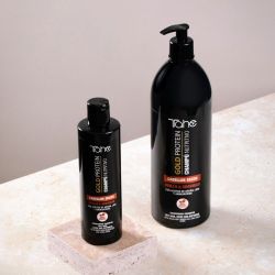 Hydratačný šampón Gold proteín na suché vlasy (1000 ml) s arganovým, ľanovým olejom a aminokyselín TAHE